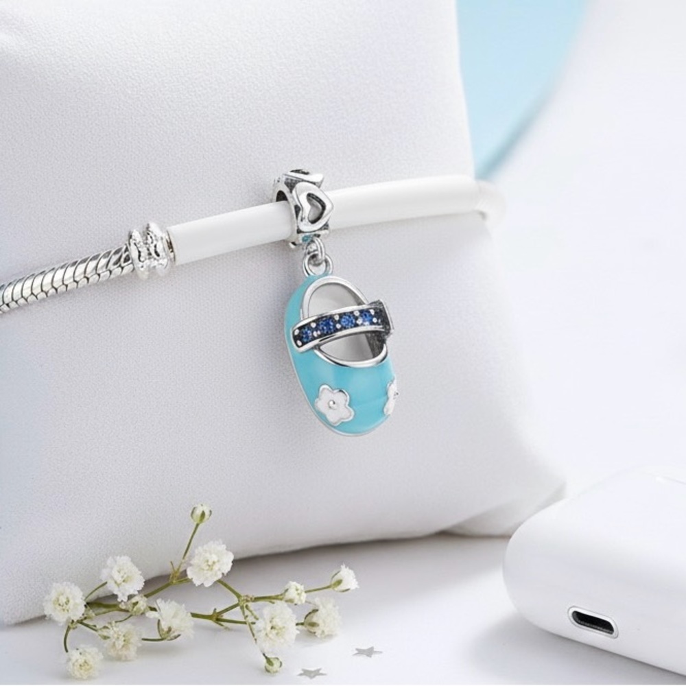 Charm for Bracelet  Sterling Silver 925 Baby shoe